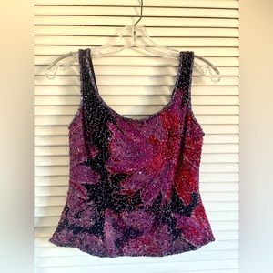 Beaded/Sequined Cecil’s Brown Cropped Tank Top